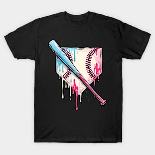 Cool Sport Baseball Home Plate Drip With Sprinkles Drip T-Shirt